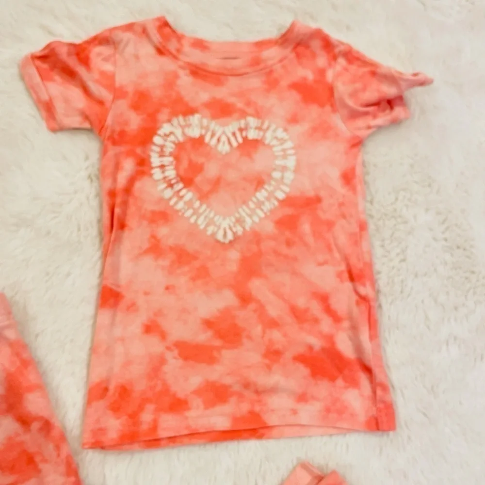 Old Navy Pink Heart Tie Dye Print 2 Piece Pajama PJ Set Toddler Girl’s Size 6T